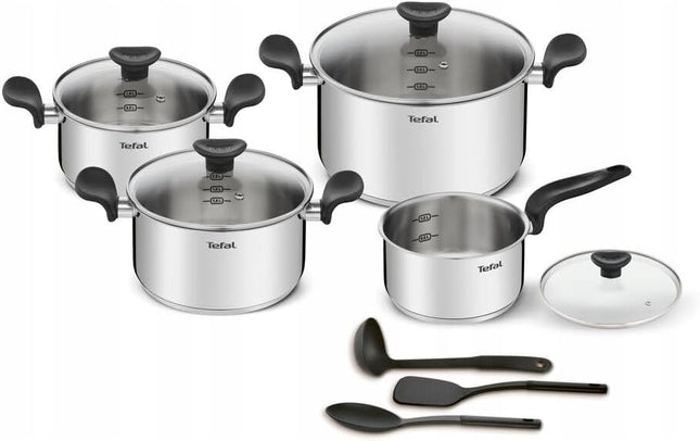 TEFAL Primary Pot Set, Stainless Steel, Induction, 11 Pieces - SmartSouks