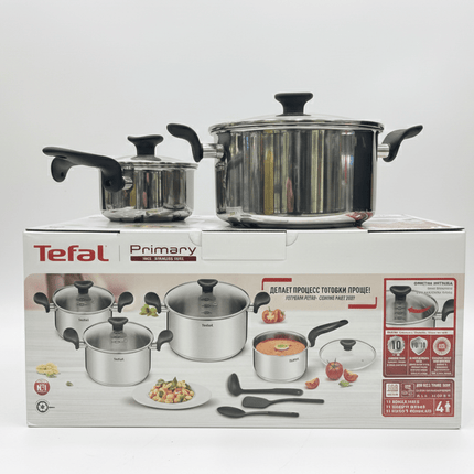 TEFAL Primary Pot Set, Stainless Steel, Induction, 11 Pieces - SmartSouks
