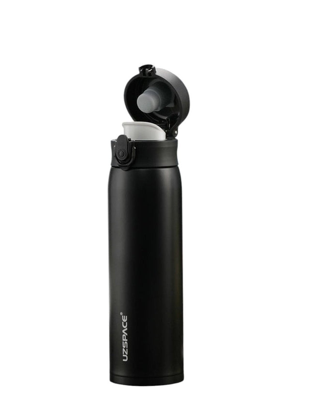 Uzspace Double Wall Stainless Steel Water Bottle Thermos Insulated 480ml 4076 BlackWater Bottles