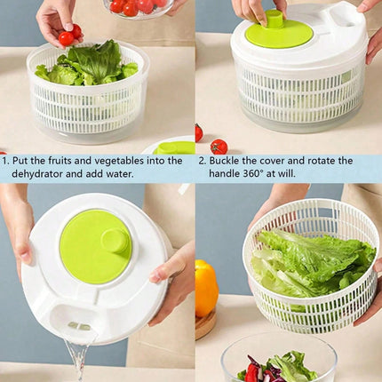 Vegetable Salad Dehydrator Double-Layer Drain Washing Basin - Green - SmartSouks