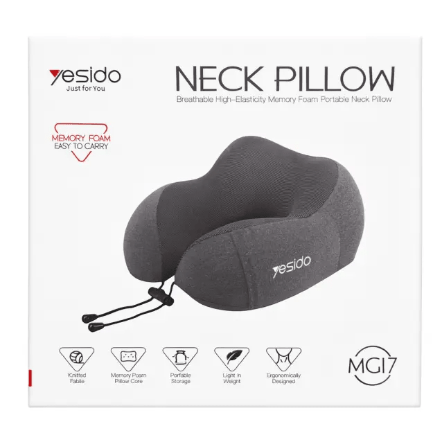 Yesido MG17 Memory Foam Travel Neck Pillow, GreyTravel Pillow