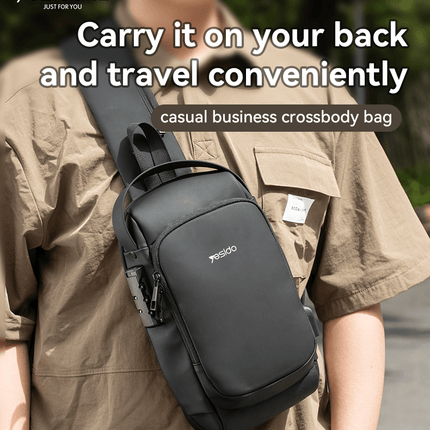 Yesido WB46 USB Charging Crossbody Bag with Combination Lock, GreyCrossbody Bag