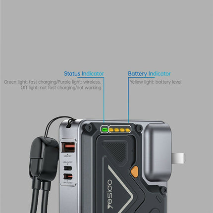Yesido YP89 10000mAh AC/DC Wireless Power Bank with Stand, GreyPower Bank