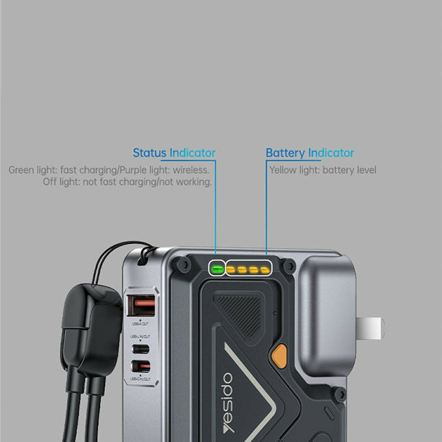 Yesido YP89 10000mAh AC/DC Wireless Power Bank with Stand, GreyPower Bank